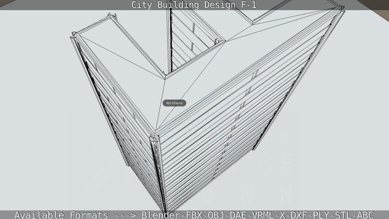 City Building Design F-1 Low-poly 3D model_47