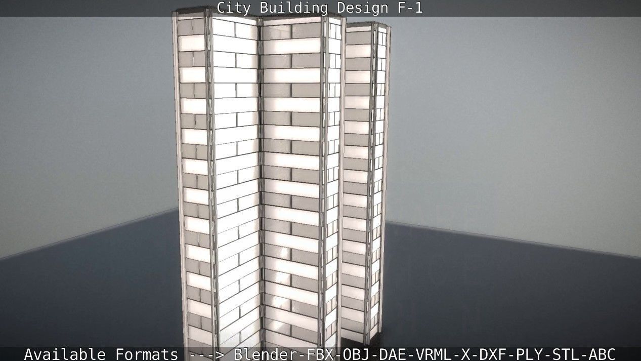 City Building Design F-1 Low-poly 3D model_35