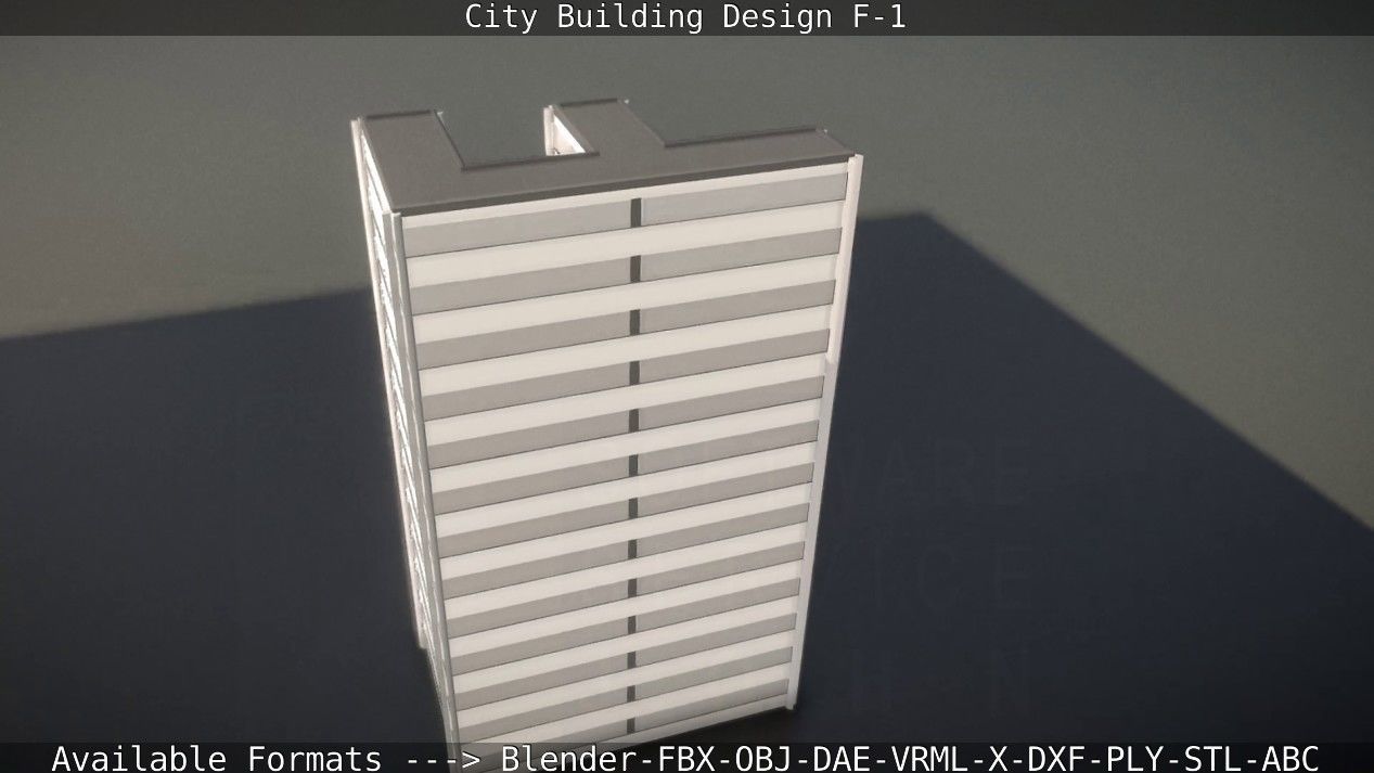 City Building Design F-1 Low-poly 3D model_25