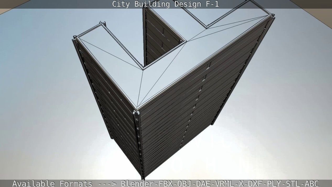 City Building Design F-1 Low-poly 3D model_46