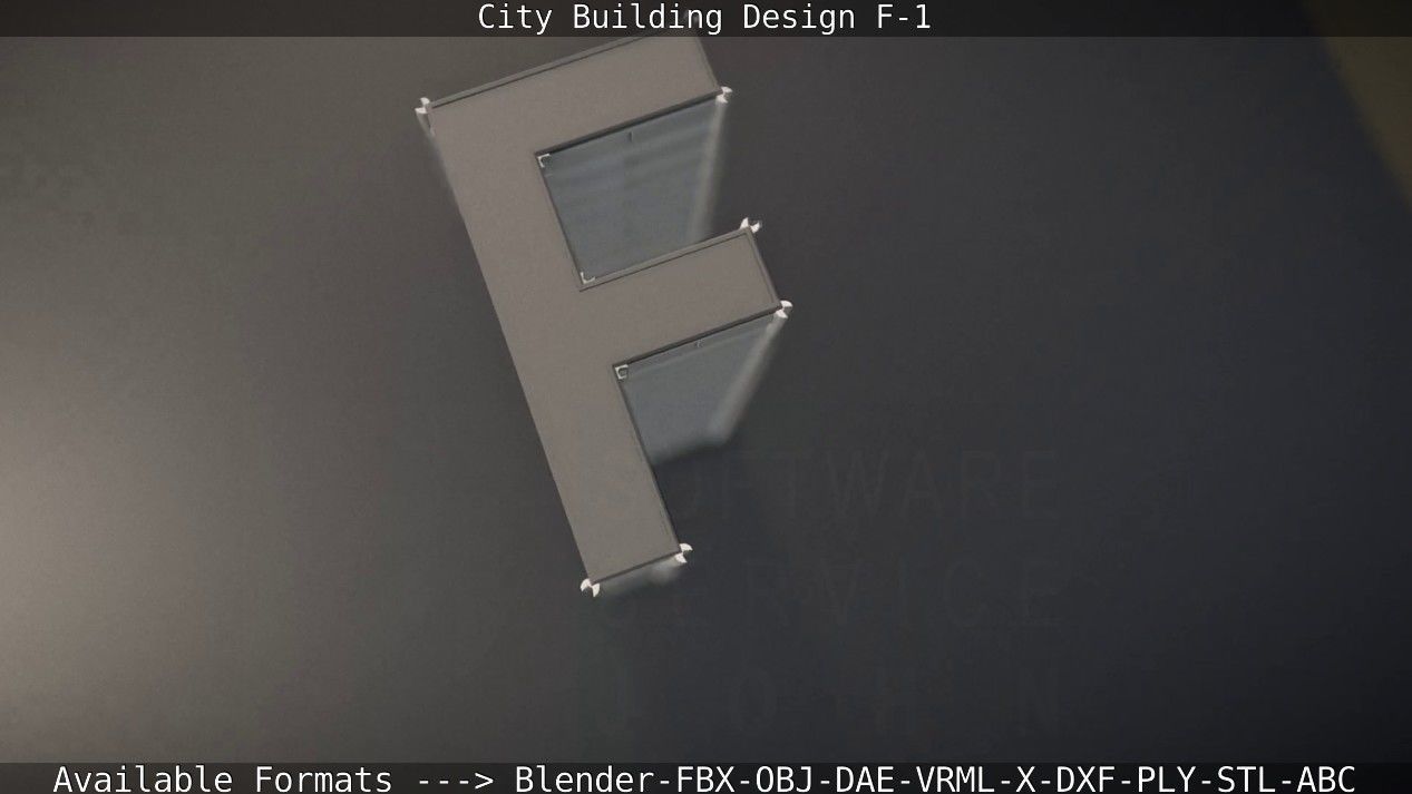 City Building Design F-1 Low-poly 3D model_26