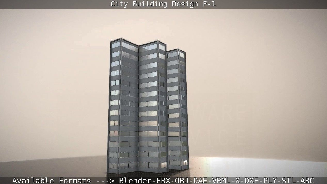 City Building Design F-1 Low-poly 3D model_16
