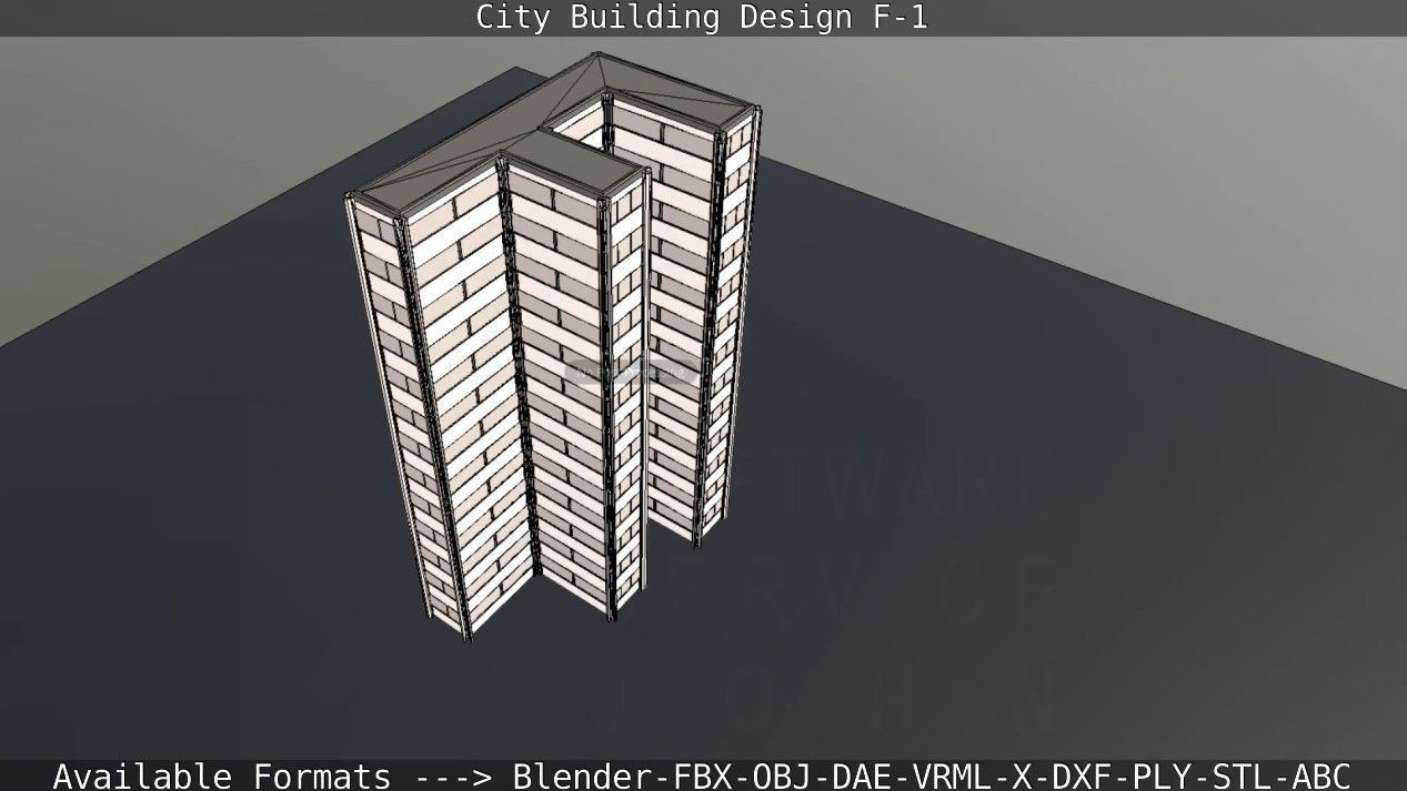 City Building Design F-1 Low-poly 3D model_74