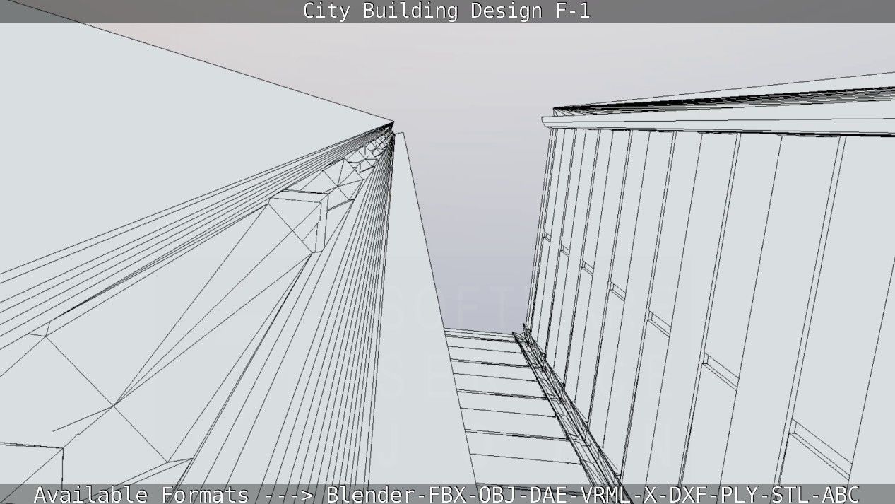 City Building Design F-1 Low-poly 3D model_60