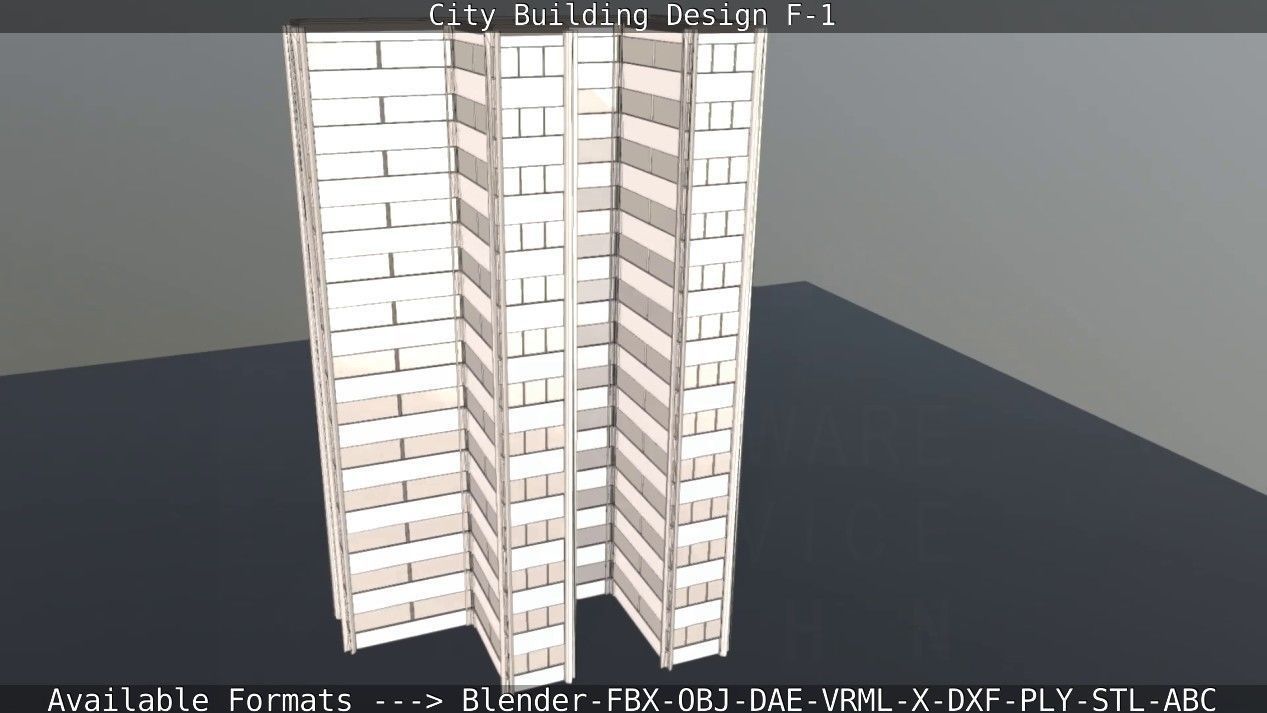 City Building Design F-1 Low-poly 3D model_77