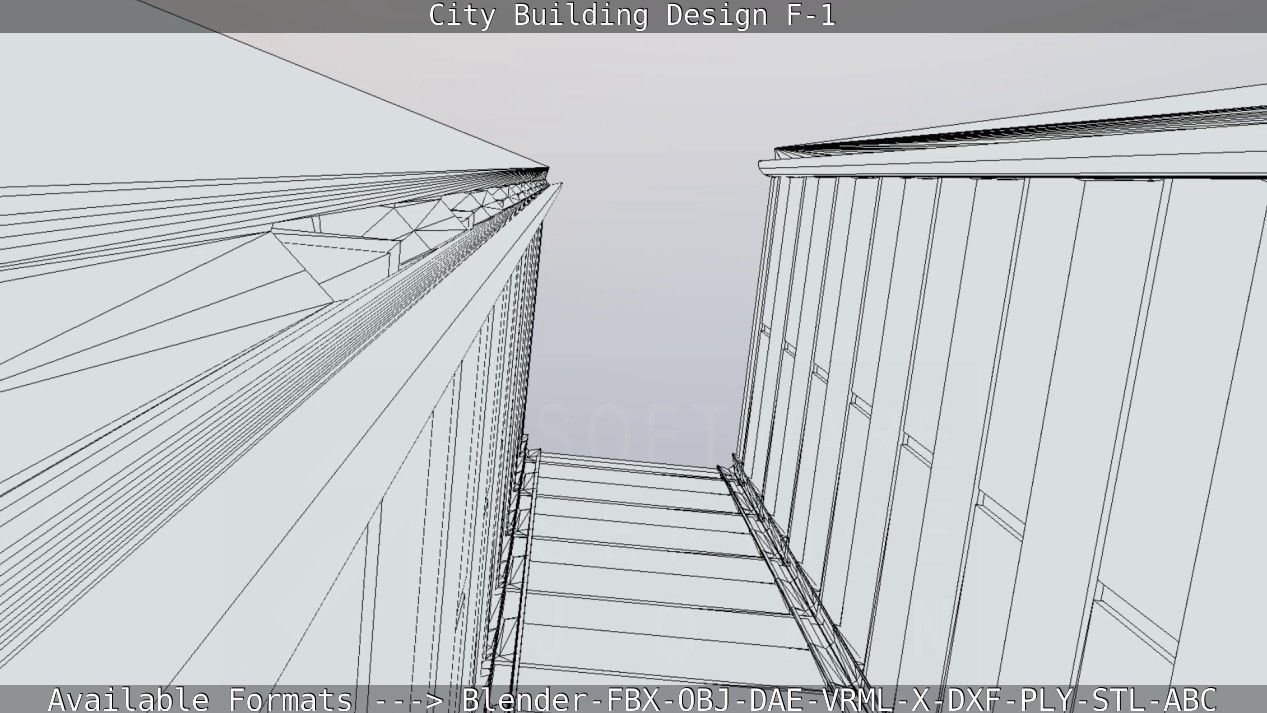 City Building Design F-1 Low-poly 3D model_58
