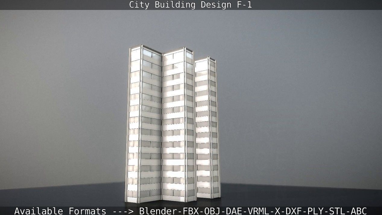City Building Design F-1 Low-poly 3D model_18