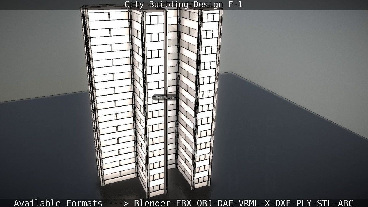City Building Design F-1 Low-poly 3D model_69
