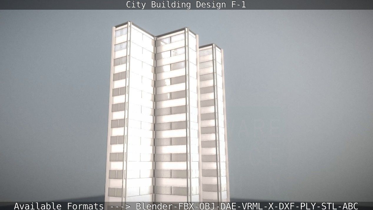 City Building Design F-1 Low-poly 3D model_31