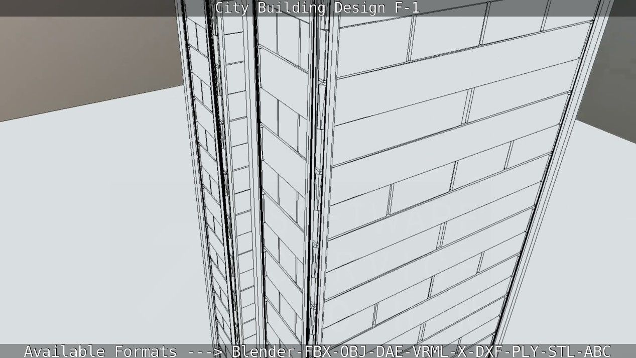 City Building Design F-1 Low-poly 3D model_51