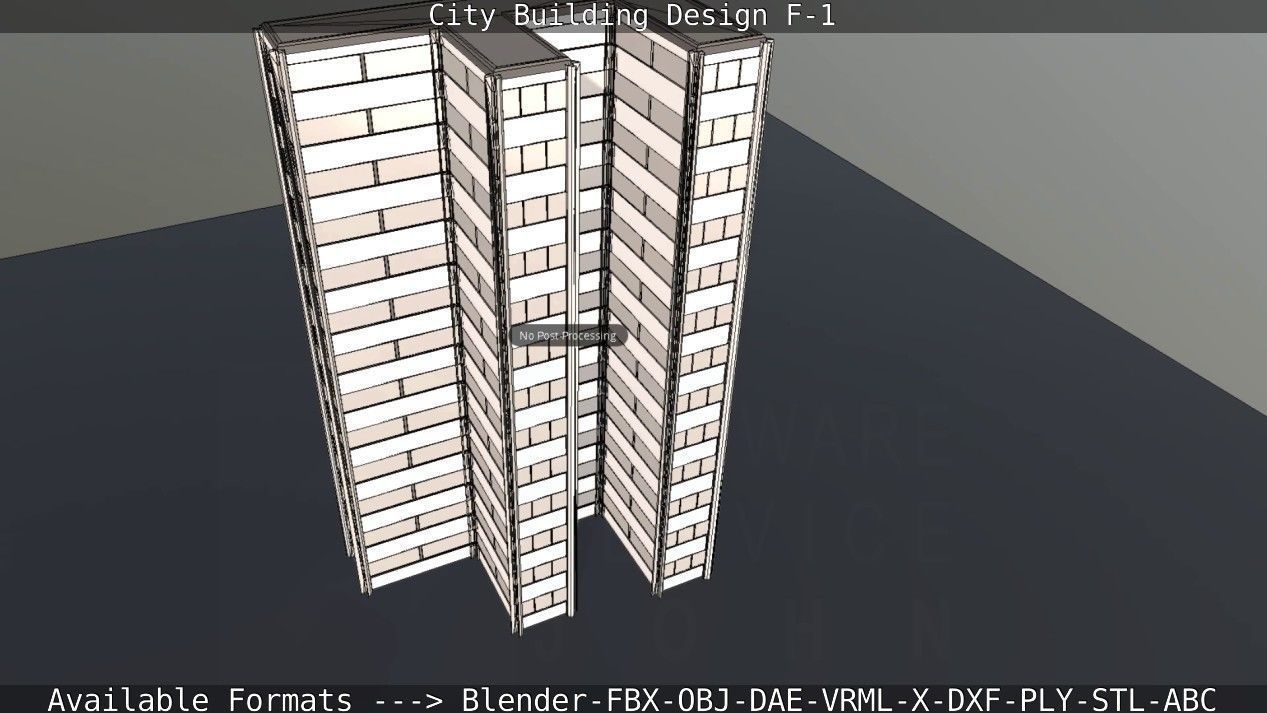 City Building Design F-1 Low-poly 3D model_76