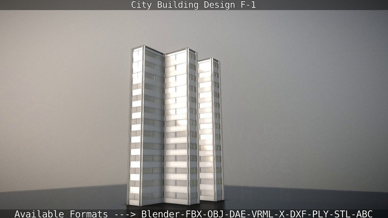 City Building Design F-1 Low-poly 3D model_13