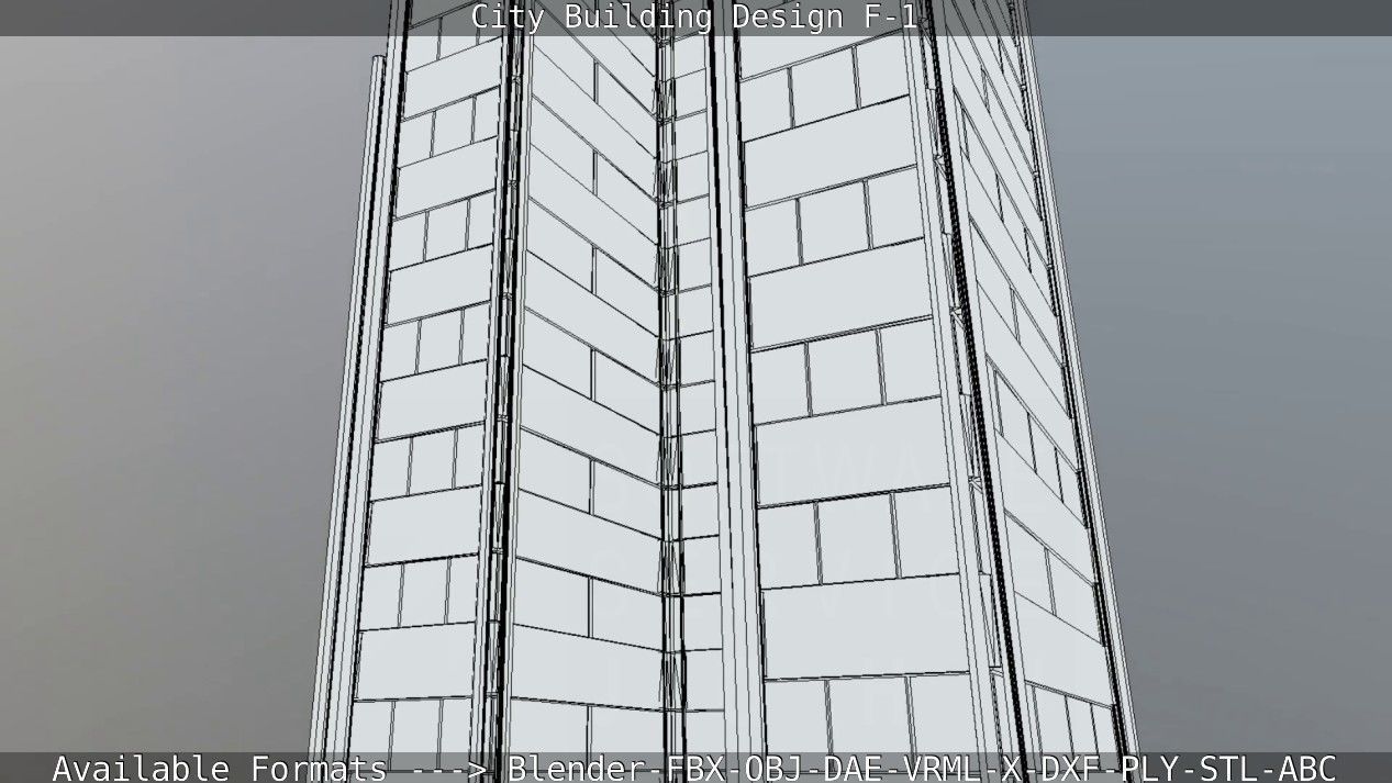 City Building Design F-1 Low-poly 3D model_52