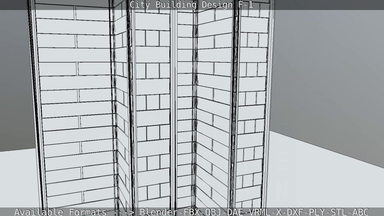 City Building Design F-1 Low-poly 3D model_64