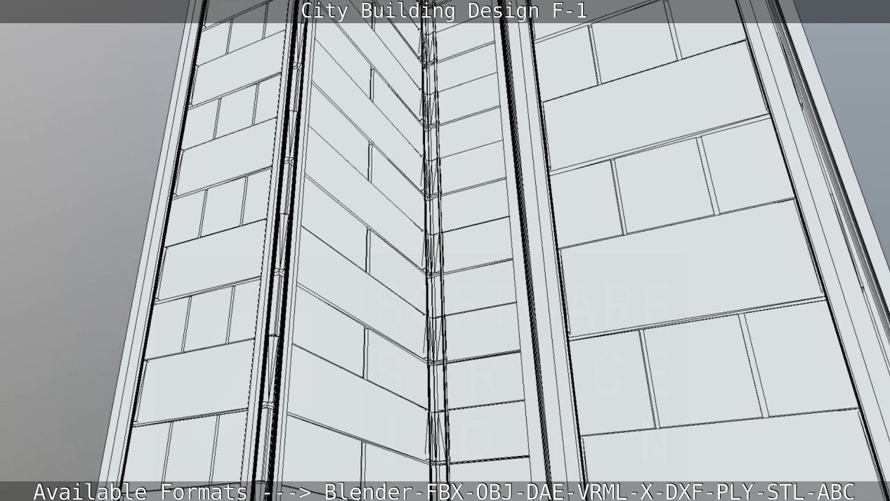 City Building Design F-1 Low-poly 3D model_53