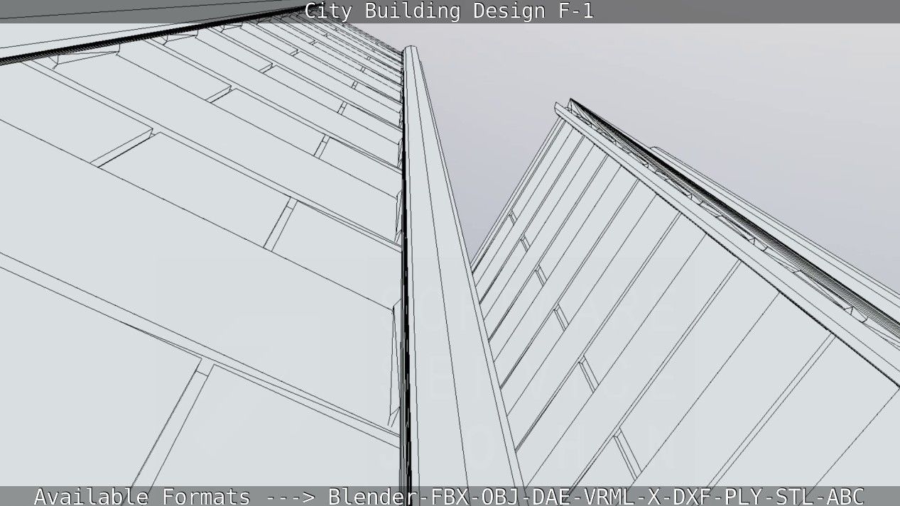 City Building Design F-1 Low-poly 3D model_61