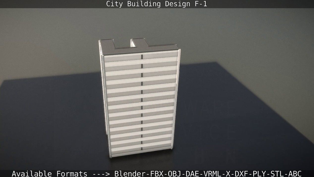 City Building Design F-1 Low-poly 3D model_24