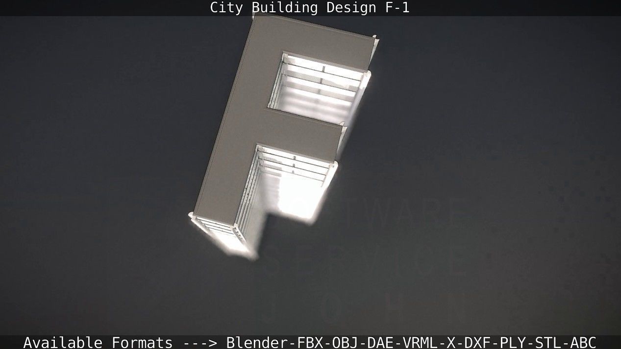 City Building Design F-1 Low-poly 3D model_29