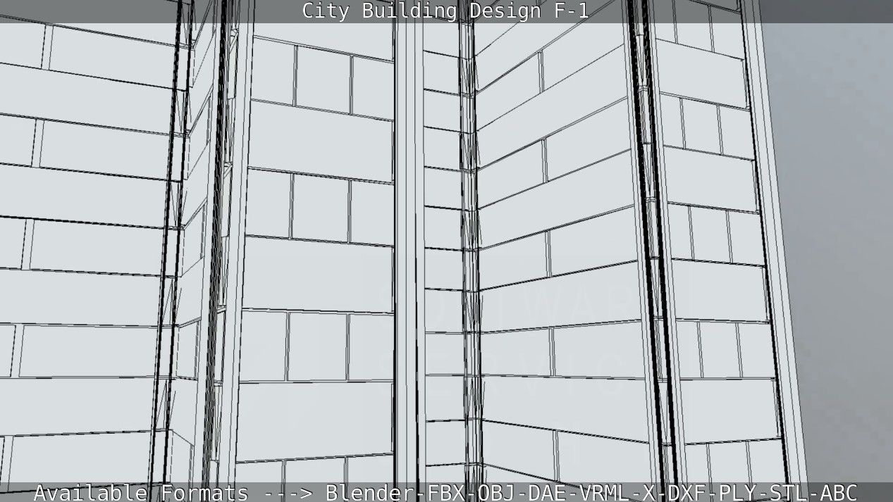 City Building Design F-1 Low-poly 3D model_63