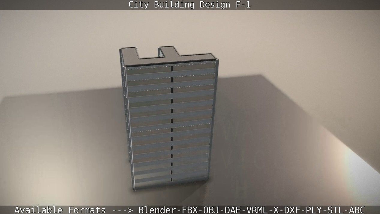 City Building Design F-1 Low-poly 3D model_22