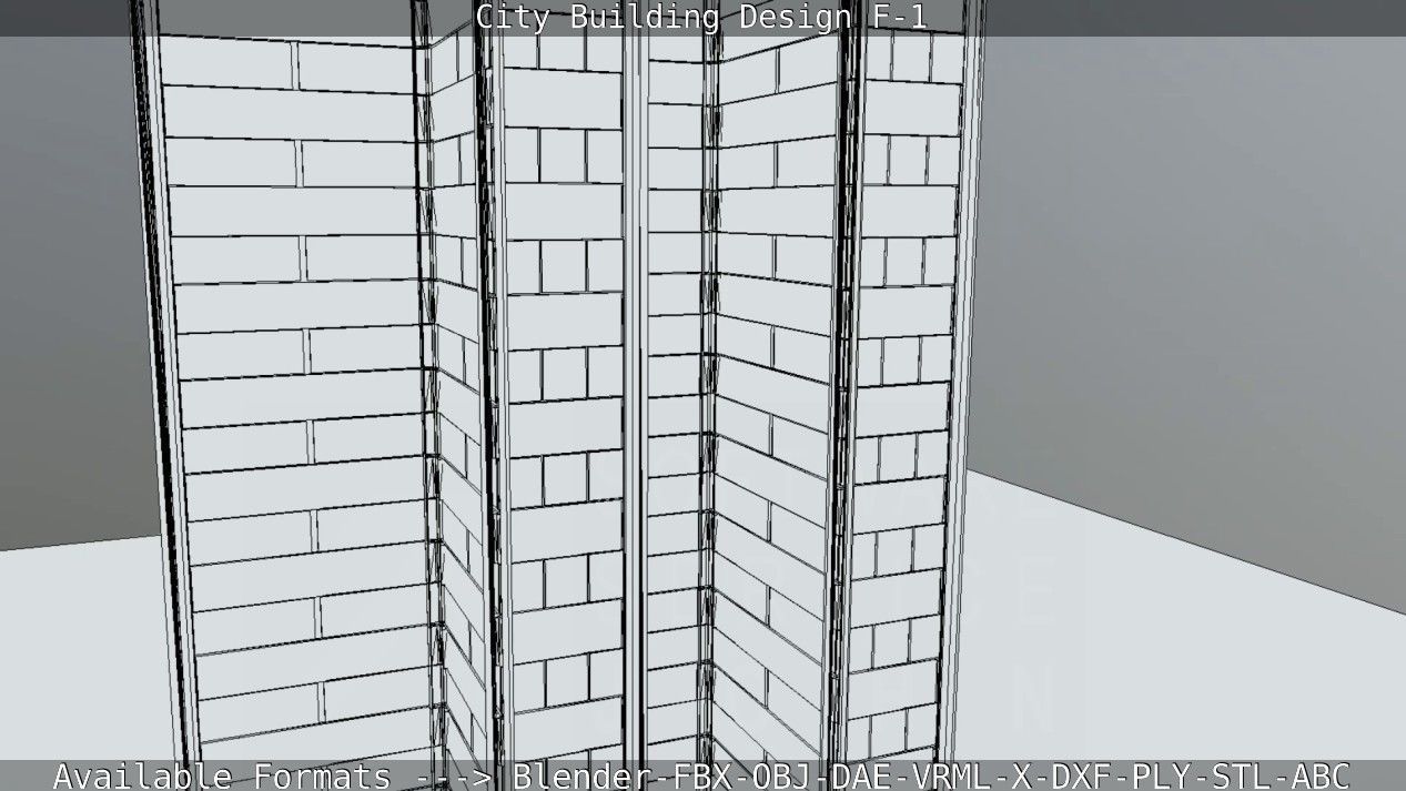 City Building Design F-1 Low-poly 3D model_65
