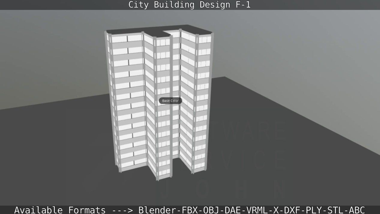 City Building Design F-1 Low-poly 3D model_83
