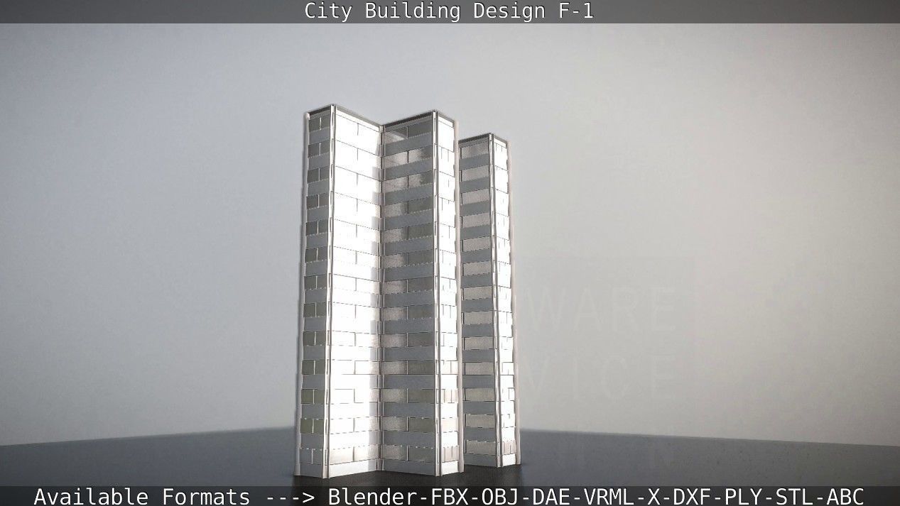 City Building Design F-1 Low-poly 3D model_15