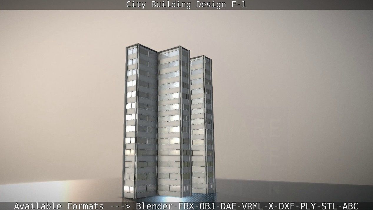 City Building Design F-1 Low-poly 3D model_17