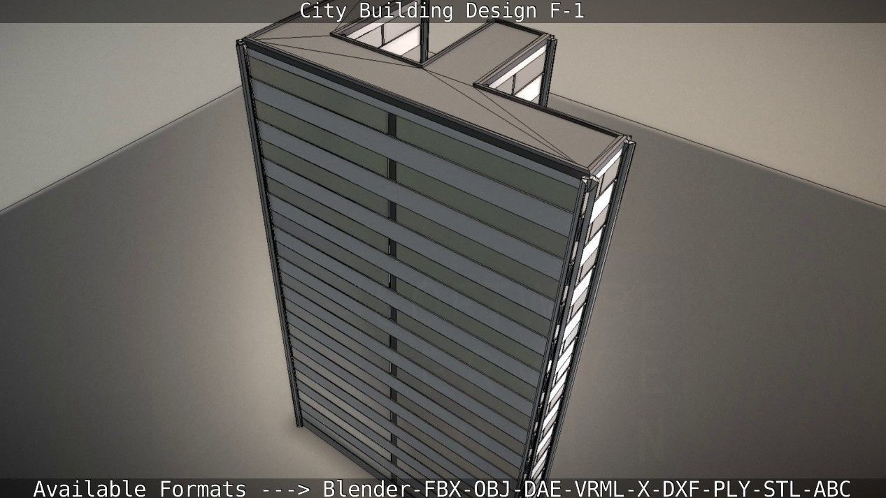 City Building Design F-1 Low-poly 3D model_39