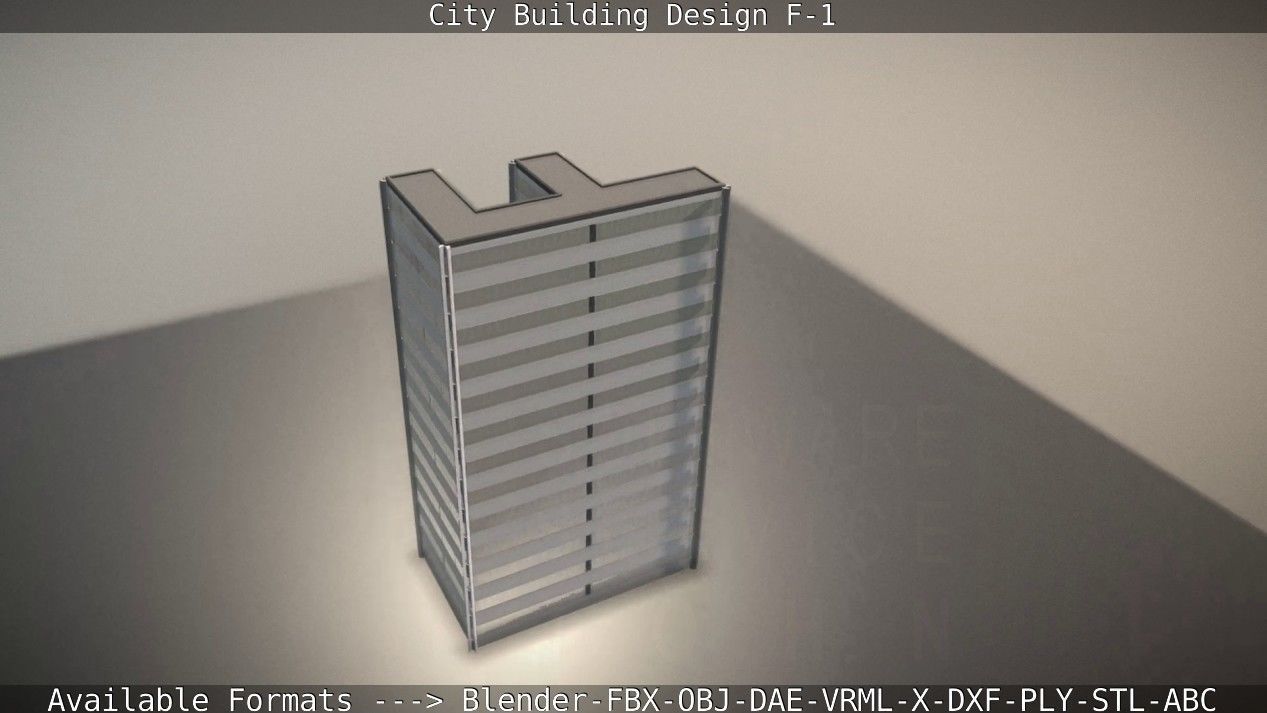 City Building Design F-1 Low-poly 3D model_21