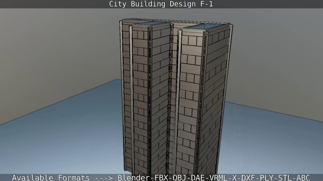 City Building Design F-1 Low-poly 3D model_43