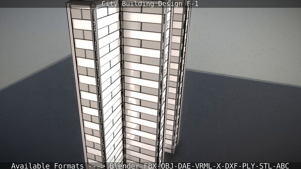 City Building Design F-1 Low-poly 3D model_36