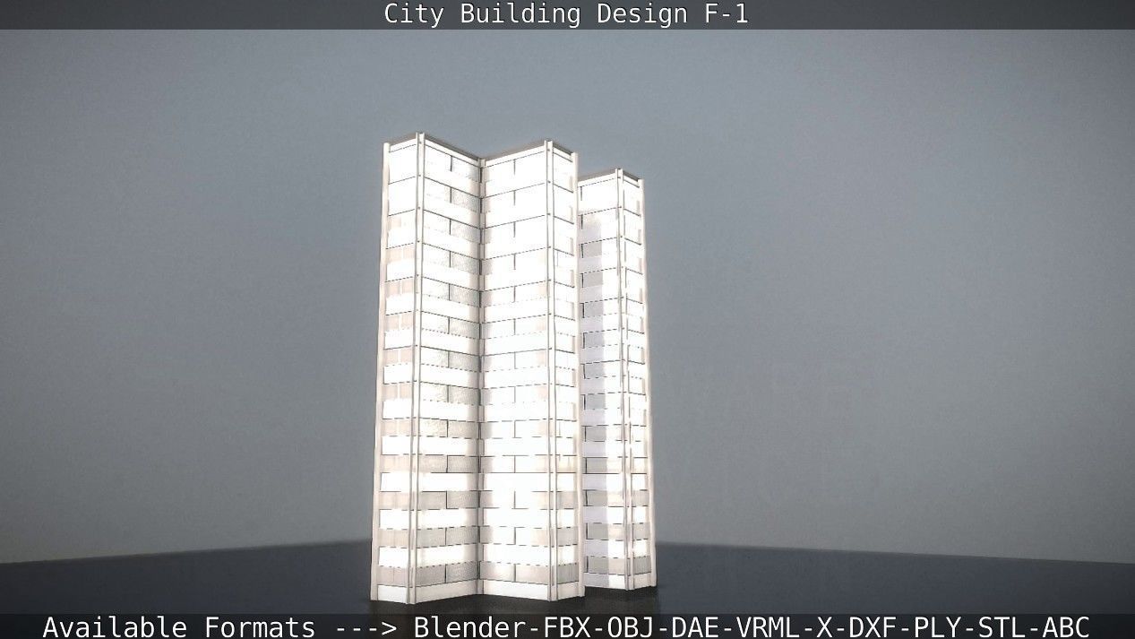 City Building Design F-1 Low-poly 3D model_14