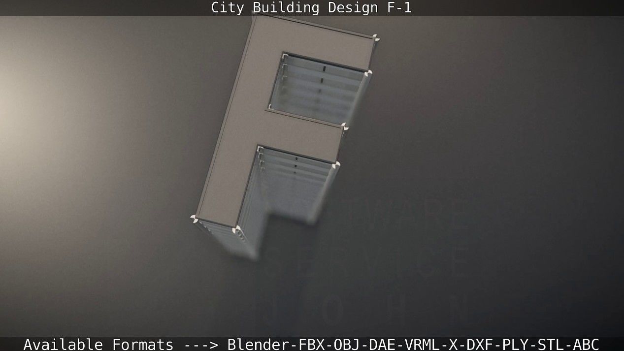 City Building Design F-1 Low-poly 3D model_27