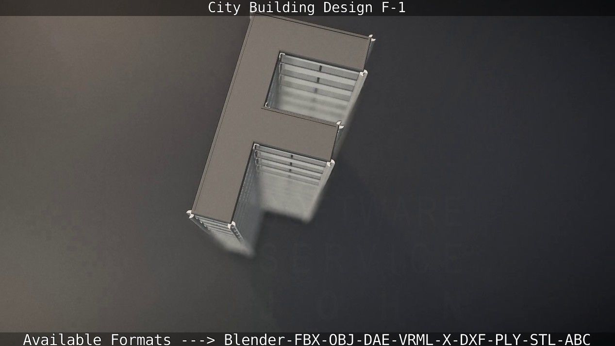 City Building Design F-1 Low-poly 3D model_28