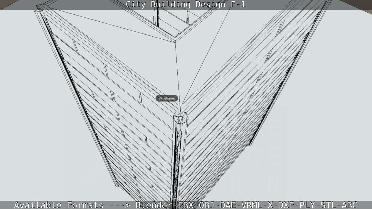 City Building Design F-1 Low-poly 3D model_48