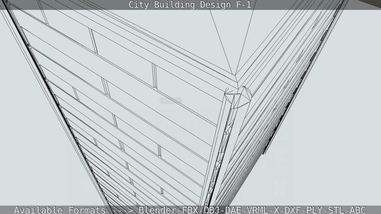 City Building Design F-1 Low-poly 3D model_49