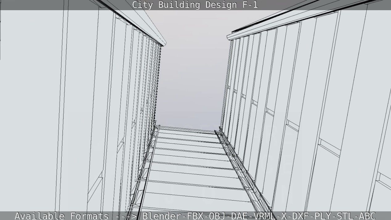 City Building Design F-1 Low-poly 3D model_56
