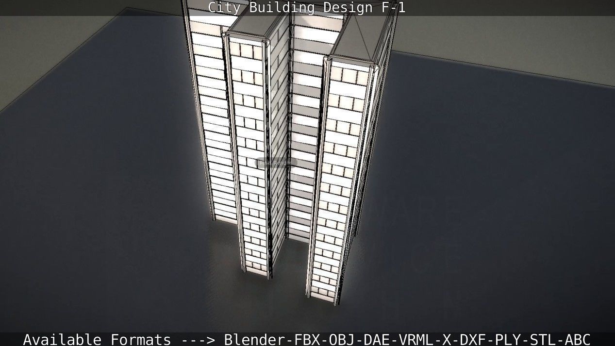 City Building Design F-1 Low-poly 3D model_71