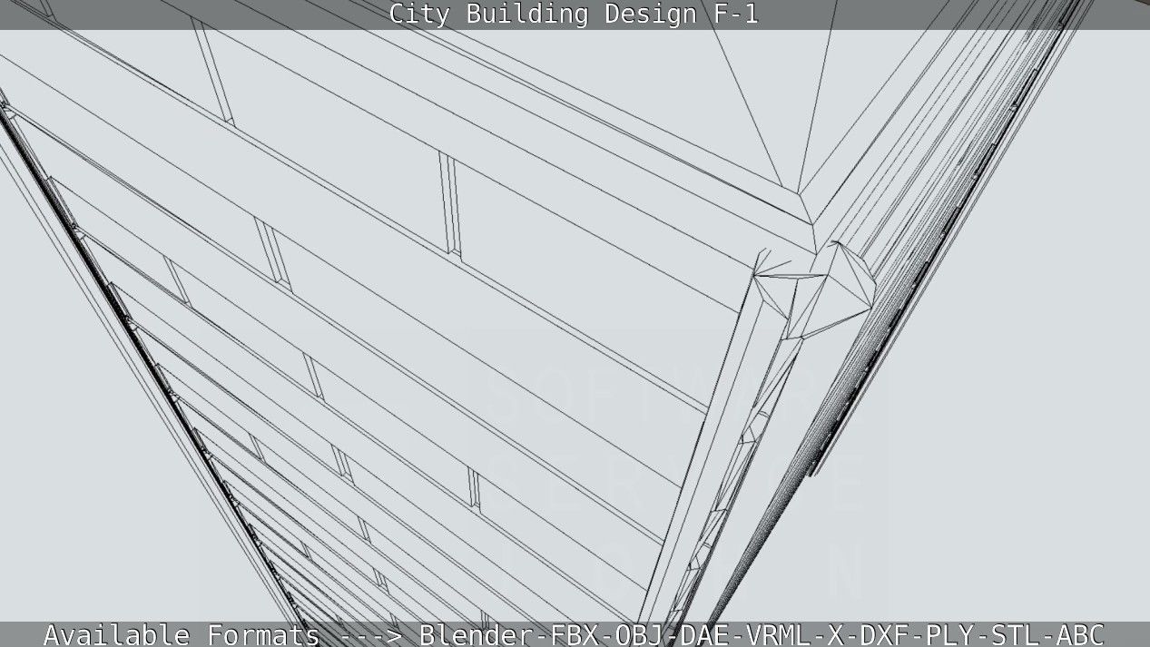 City Building Design F-1 Low-poly 3D model_50