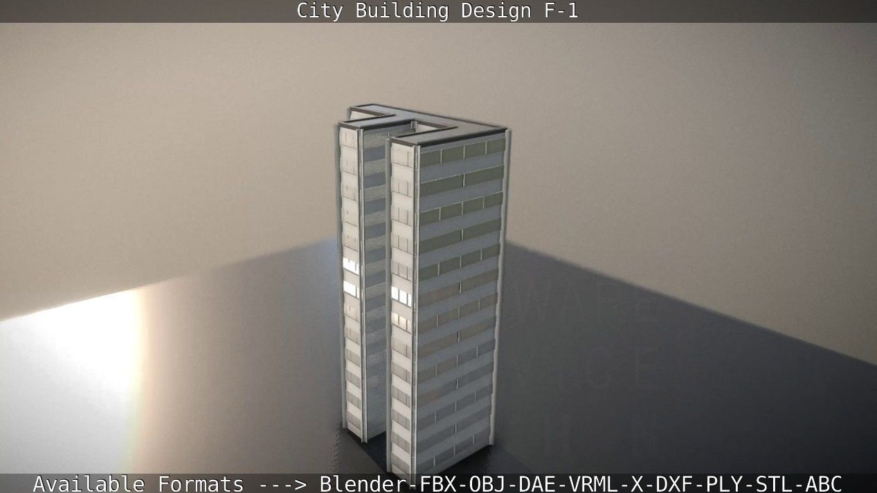 City Building Design F-1 Low-poly 3D model_20