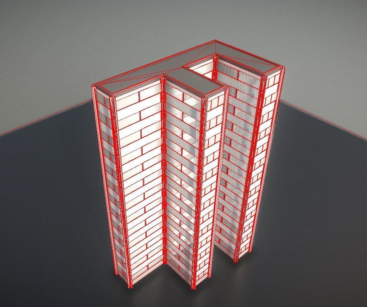 City Building Design F-1 Low-poly 3D model_6
