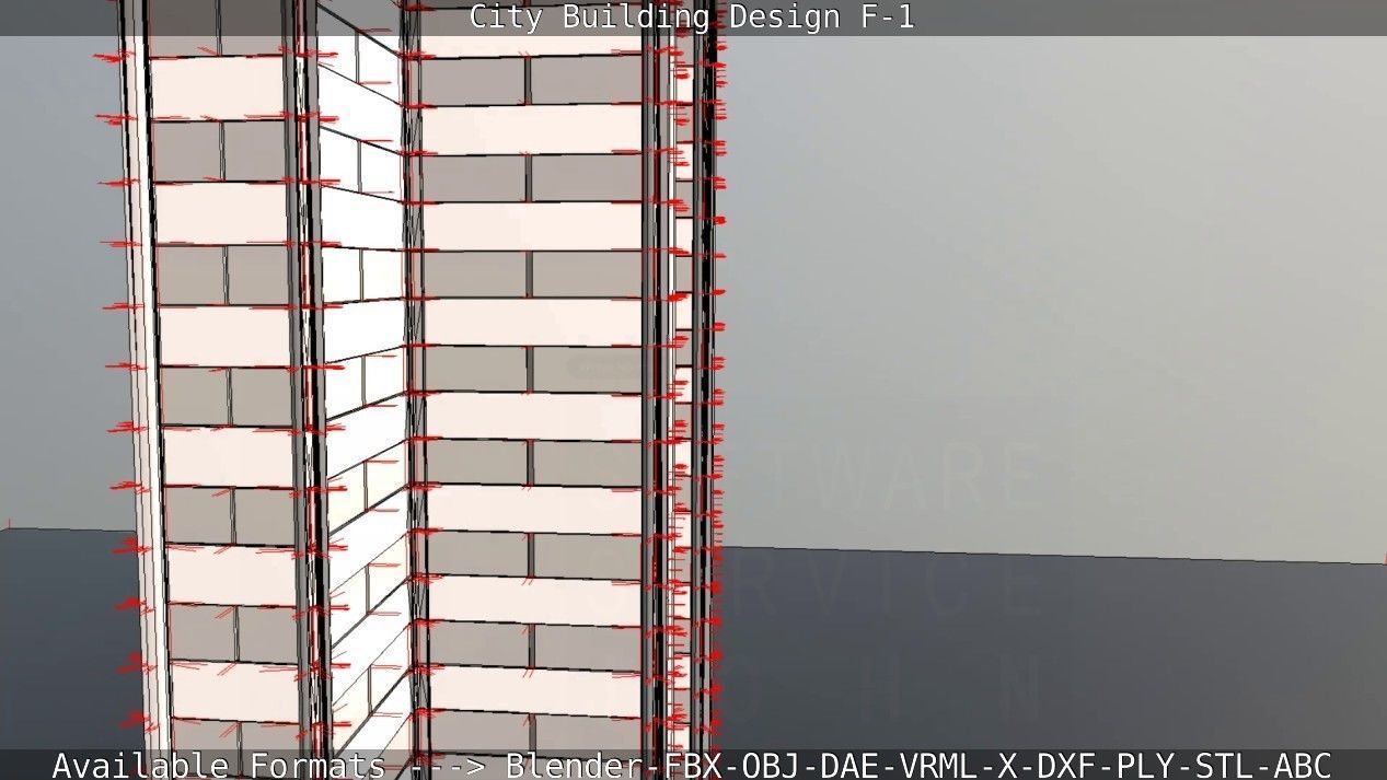 City Building Design F-1 Low-poly 3D model_67