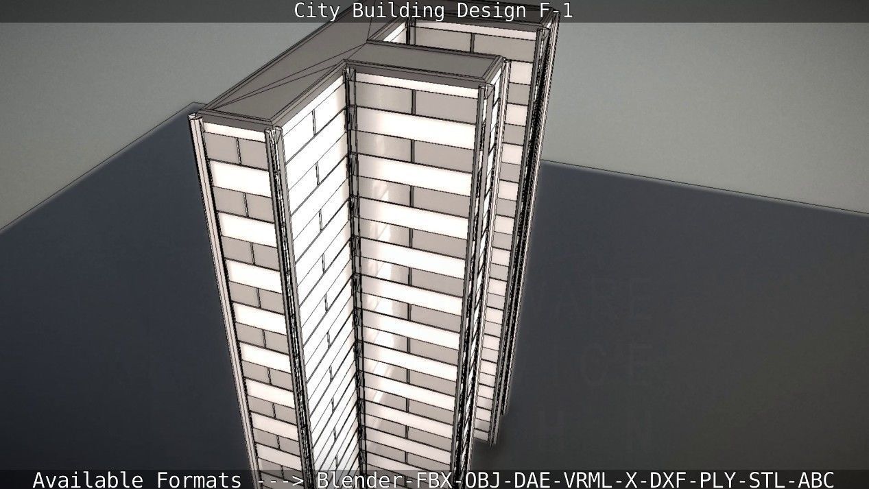 City Building Design F-1 Low-poly 3D model_37