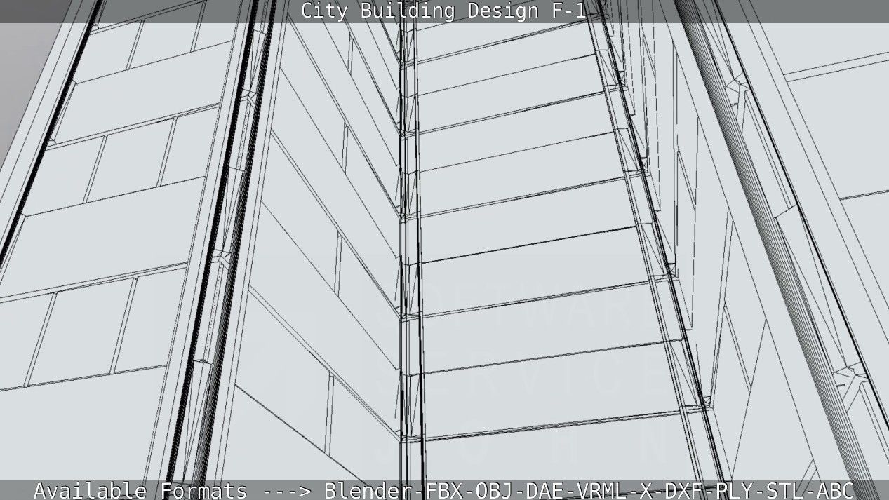 City Building Design F-1 Low-poly 3D model_54