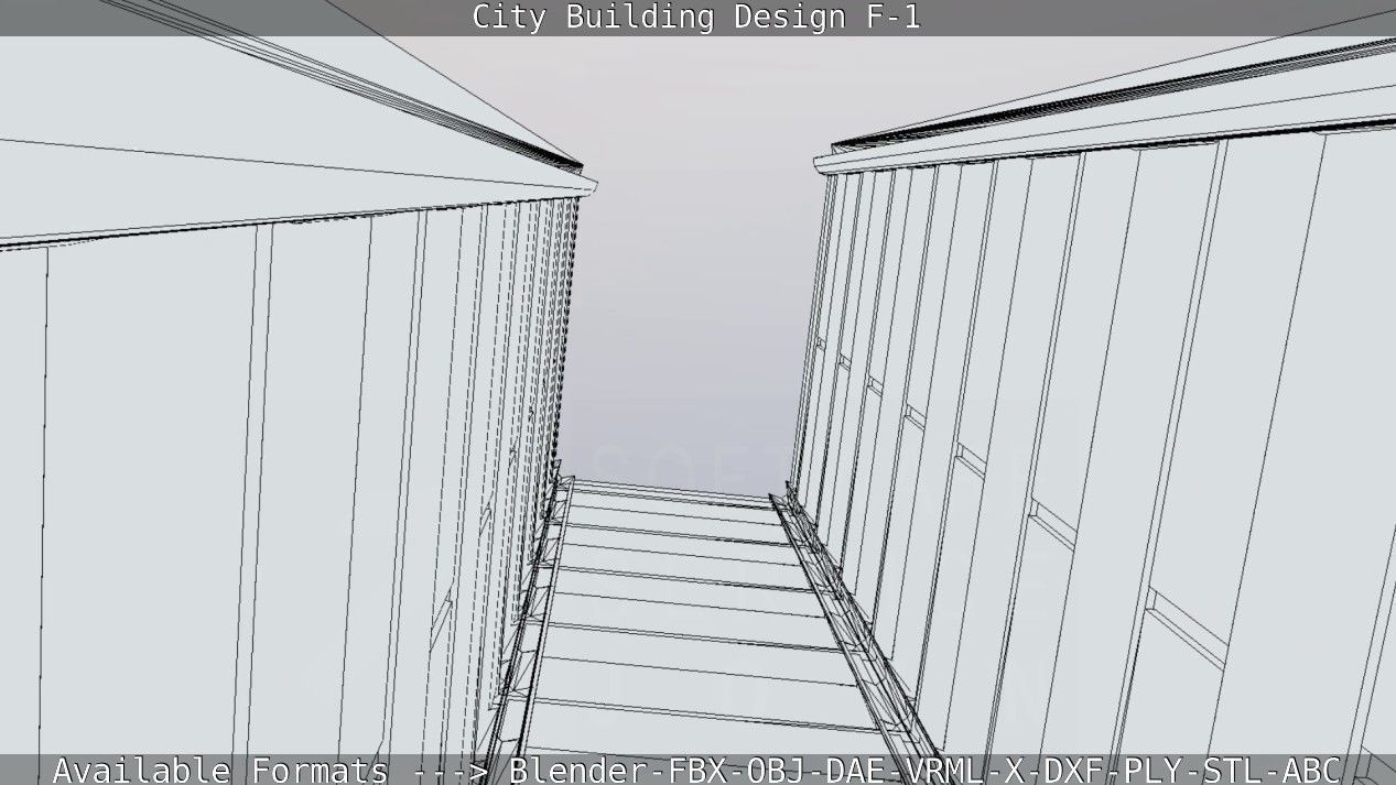 City Building Design F-1 Low-poly 3D model_57