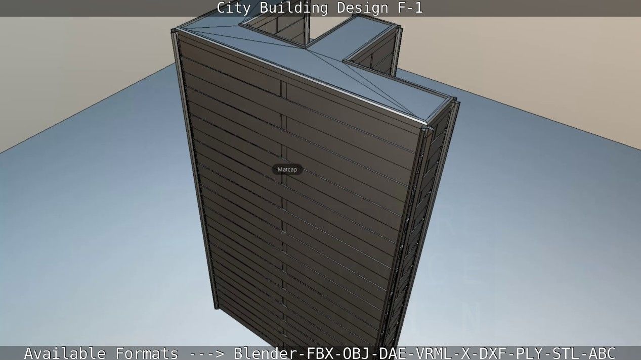 City Building Design F-1 Low-poly 3D model_40