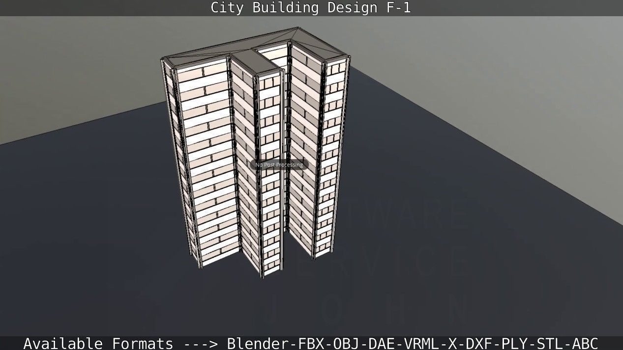 City Building Design F-1 Low-poly 3D model_75