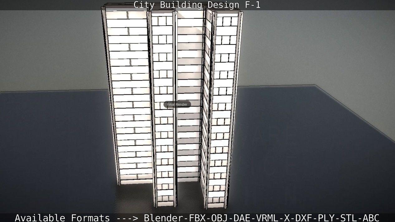 City Building Design F-1 Low-poly 3D model_70