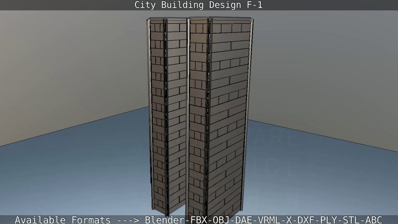 City Building Design F-1 Low-poly 3D model_44